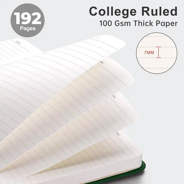 Alt view image 4 of 7 - Lined Journal Notebook, 192 Numbered Pages, A5 Medium Size (5.7'' x 8.3''), for Men & Women, Journaling, Writing, Work & Office, Leather Hardcover, 100 GSM Thick Paper (Brown)