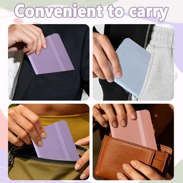 Alt view image 5 of 7 - 3 Pack Pocket Notebook Journals, A7 Mini Leather Hardcover Journal, 4.3 inches x 3.1 inches 200 Pages Small Notepad Notebooks for Note Taking (Light Pink, Light Purple, Light Blue)