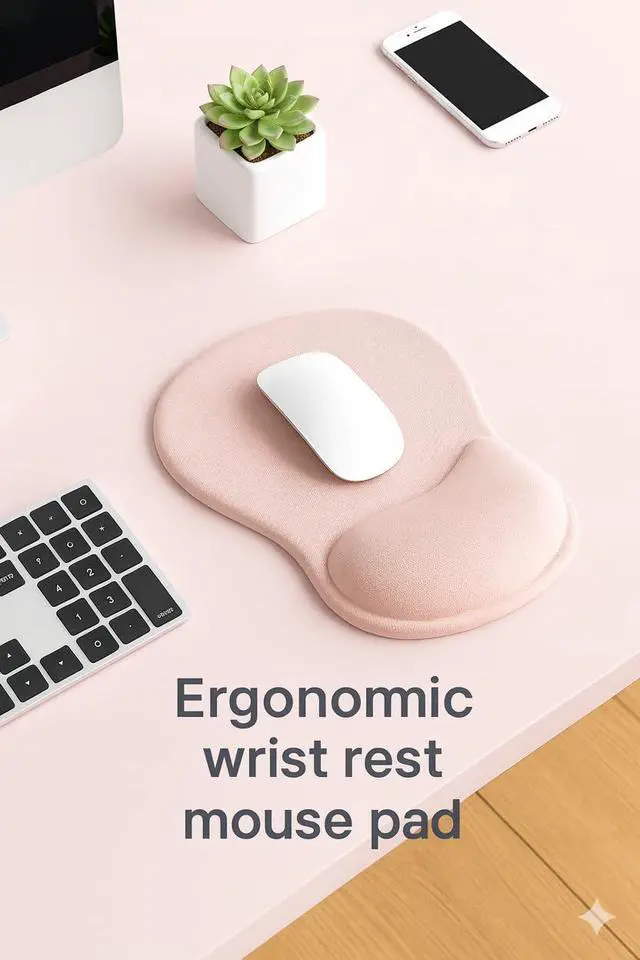 Alt view image 2 of 7 - Ergonomic Mouse Pad with Memory Foam Wrist Support, Smooth Lycra Surface, Non-Slip PU Base, Comfortable Mouse Mat for Office & Home Desk Accessories Pink