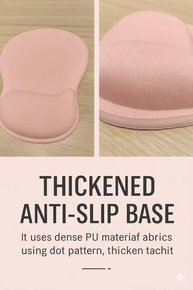 Alt view image 5 of 7 - Ergonomic Mouse Pad with Memory Foam Wrist Support, Smooth Lycra Surface, Non-Slip PU Base, Comfortable Mouse Mat for Office & Home Desk Accessories Pink