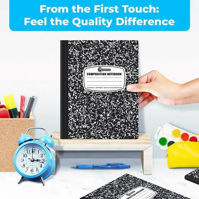 Alt view image 4 of 7 - Composition Notebook Wide Ruled 5 Pack, 200 Pages (100 Sheets), 9-3/4 x 7-1/2, Back to School Supplies, Notebooks for School, Office Supplies, Notebooks for Work, Wide Ruled Notebook