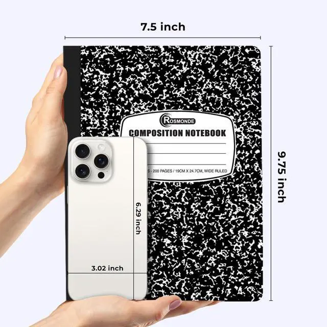 Alt view image 3 of 7 - Composition Notebook Wide Ruled 5 Pack, 200 Pages (100 Sheets), 9-3/4 x 7-1/2, Back to School Supplies, Notebooks for School, Office Supplies, Notebooks for Work, Wide Ruled Notebook