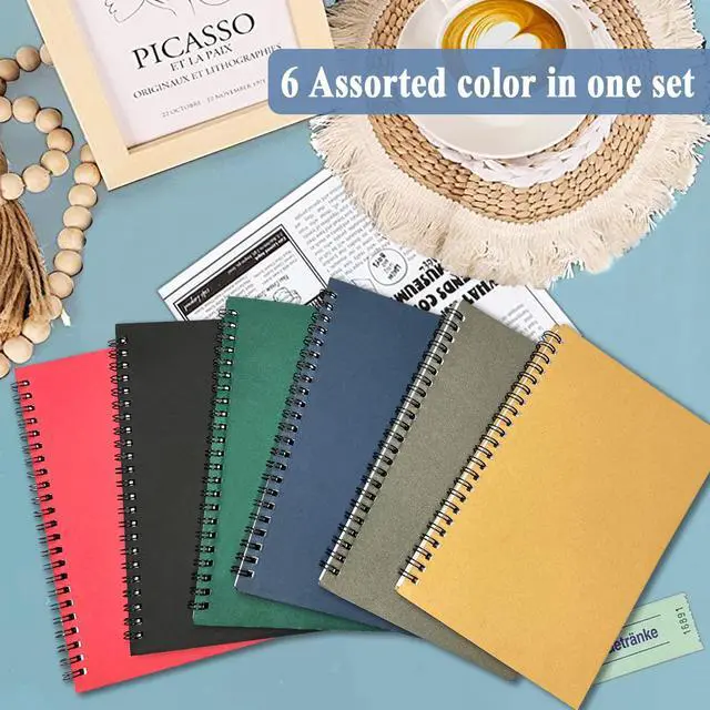 Alt view image 2 of 7 - 6Pack Spiral Notebook, 5.7x8.3 Small Notebooks for Work 120 Page Note Pads