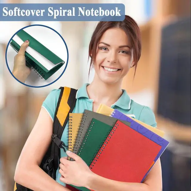 Alt view image 7 of 7 - 6Pack Spiral Notebook, 5.7x8.3 Small Notebooks for Work 120 Page Note Pads