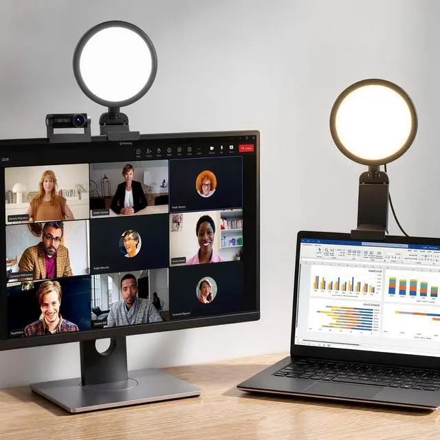 Main image of 2 Pack Zoom Lighting for Computer, 5 Small Lighting for Video Call/Conference/Streaming, 50 Modes CRI>97.8, 3000K-6500K, Ring Light with Stand for Laptop/Monitor/Webcam