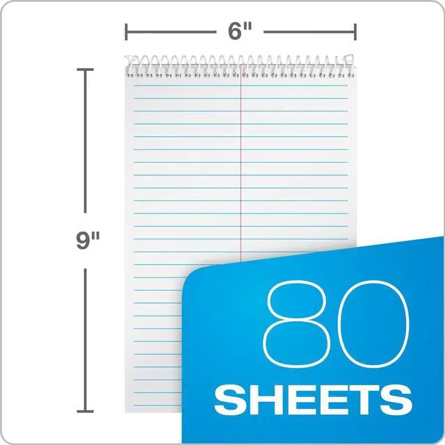 Alt view image 2 of 7 - Steno Pads 4 Pack, 6" x 9" Spiral Steno Notebooks, Gregg Rule for lists, 80 Sheets Each, White Paper, Assorted Covers, Take Notes for School, College, Work, Office (80220)