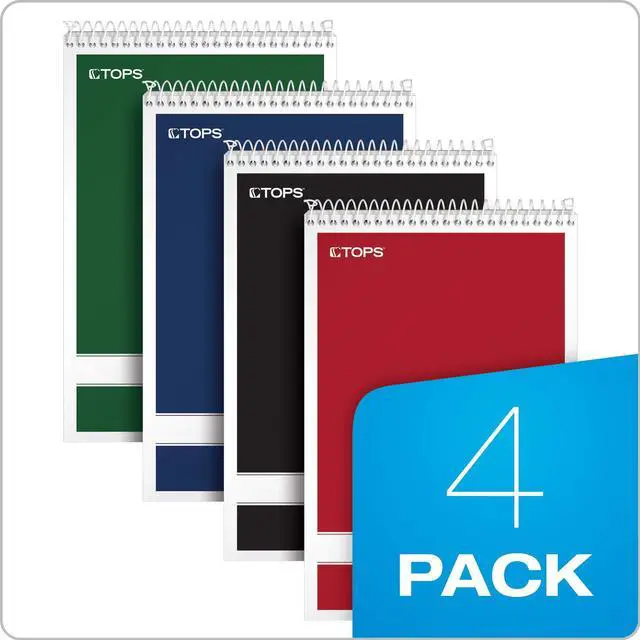 Alt view image 7 of 7 - Steno Pads 4 Pack, 6" x 9" Spiral Steno Notebooks, Gregg Rule for lists, 80 Sheets Each, White Paper, Assorted Covers, Take Notes for School, College, Work, Office (80220)