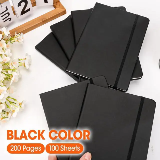 Alt view image 3 of 7 - 6 Pack Lined Journal Notebook for Work, 200 Pages, Medium 5.5 in x 8.3 in, A5 College Ruled, Hardcover Journaling Notebooks for Writing, Note Taking, Fit for Business Work School Home (Black)