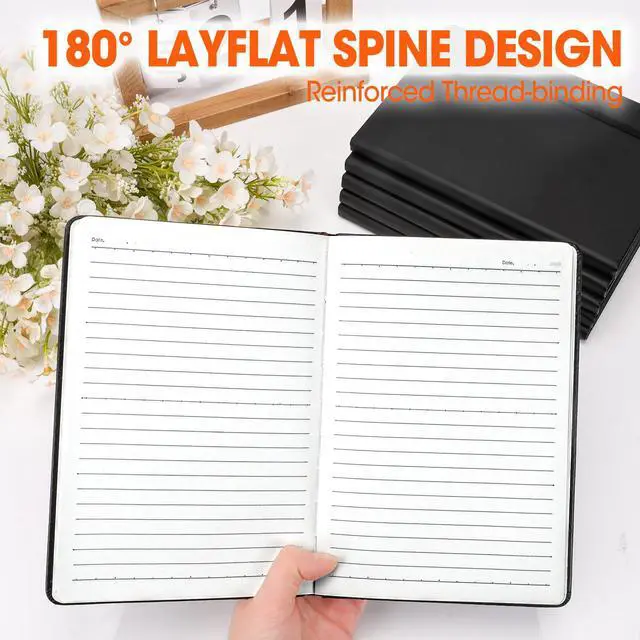 Alt view image 5 of 7 - 6 Pack Lined Journal Notebook for Work, 200 Pages, Medium 5.5 in x 8.3 in, A5 College Ruled, Hardcover Journaling Notebooks for Writing, Note Taking, Fit for Business Work School Home (Black)