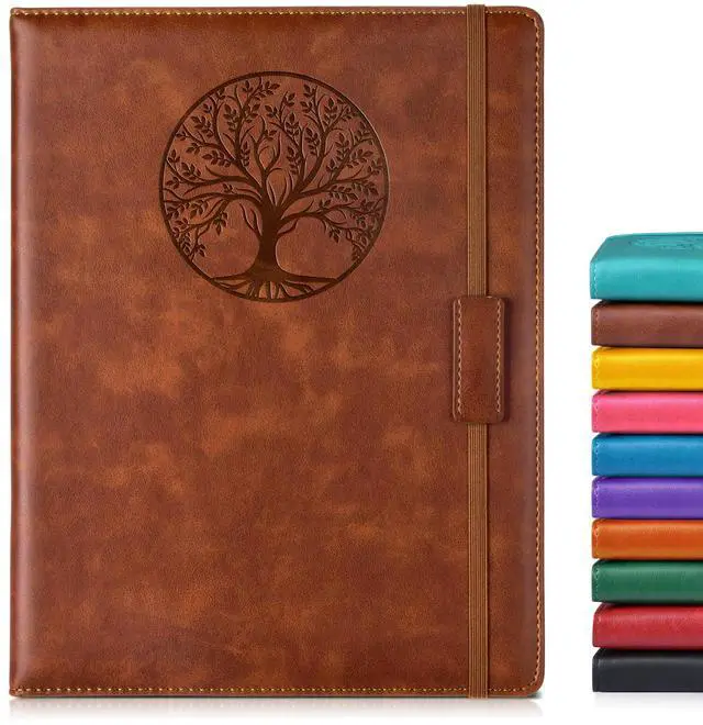 Main image of Leather Journal Notebook, 256 Thick Lined Pages, Hardcover 8.6"×11"