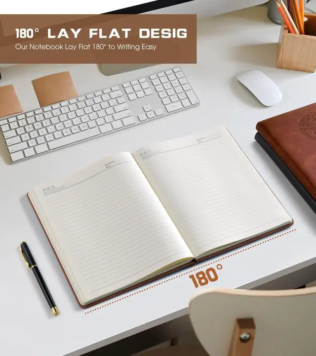 Alt view image 6 of 7 - Leather Journal Notebook, 256 Thick Lined Pages, Hardcover 8.6"×11"