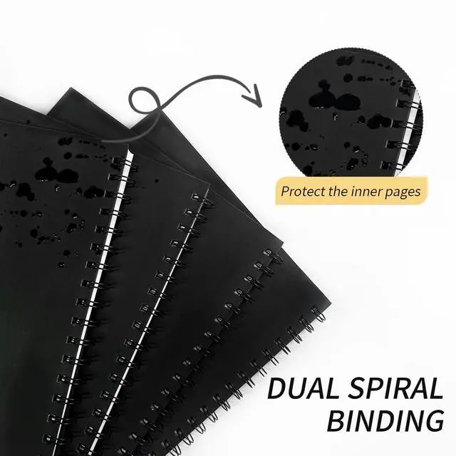 Alt view image 4 of 7 - Lined Spiral Notebook A4 Large Black Journal 8.5" x 11"-4 Pack 7mm College Ruled Hardcover Notebooks 160 Pages 100GSM Thick Paper for Note Taking School Office Supplies