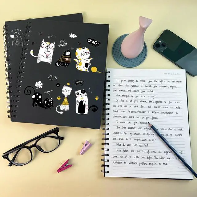 Alt view image 6 of 7 - Lined Spiral Notebook A4 Large Black Journal 8.5" x 11"-4 Pack 7mm College Ruled Hardcover Notebooks 160 Pages 100GSM Thick Paper for Note Taking School Office Supplies