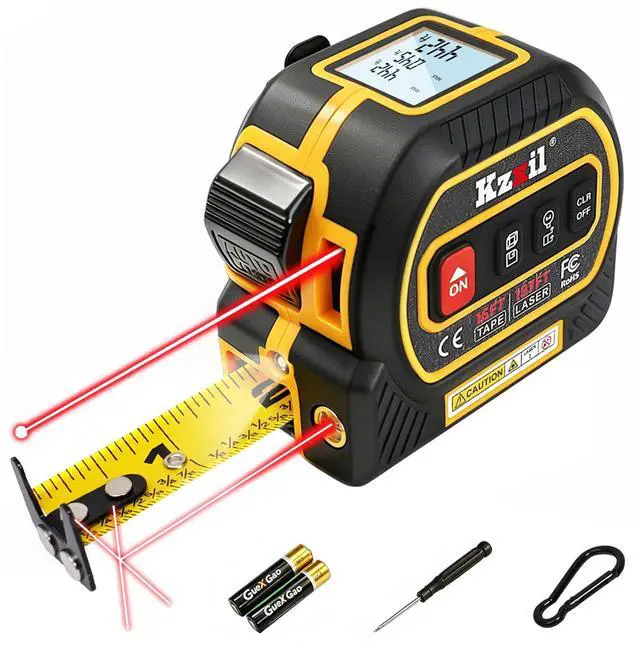 Main image of 4-in-1 Tape Measure 196ft Laser Tape Measure 16ft Manual Tape with Fractional Readouts, Laser Measuring Tool with Backlit LCD, Magnetic Hook & Base - Area/Volume, for Woodworking & DIY