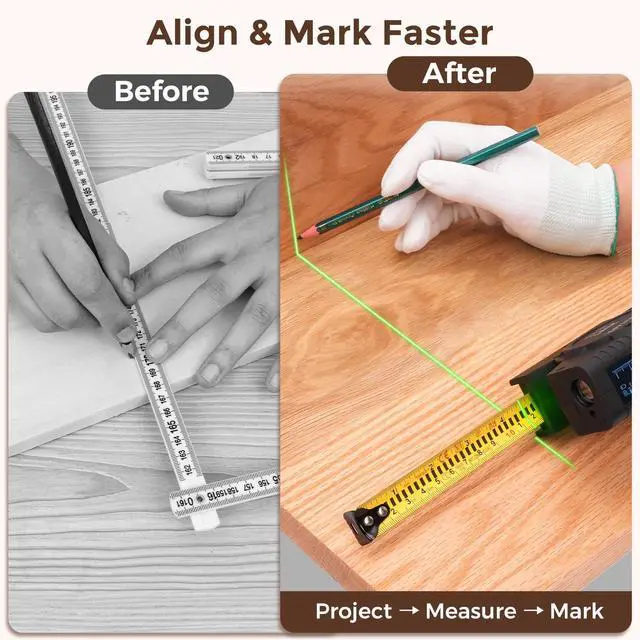 Alt view image 3 of 7 - 393Ft Digital Tape Measure with Laser - 3-in-1 Recharge Electronic Laser Measuring Tape with Tape Measure 16Ft OLED Display M/in/Ft Unit Switch Area/Volume/Pythagorean,Class II Laser