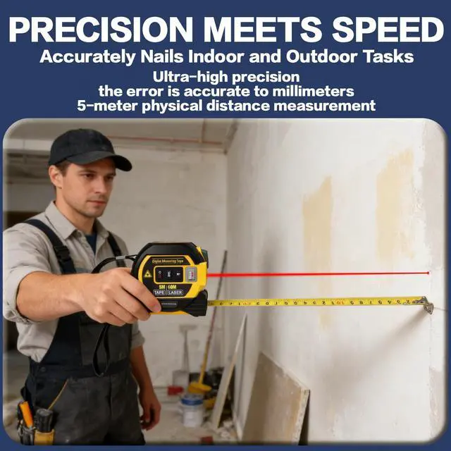 Alt view image 4 of 6 - 2026The Ruler 3-in-1 Measuring Tape, Tools Tape Measure, 3-in-1 Rangefinder with Led Display, 3 in 1 Digital Tape Measure with Cross Line, AutoLock, Measure Area, Volume, Pythagorean
