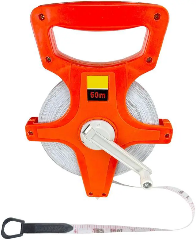 Main image of 55 Yard / 165 Foot Long Open Reel Tape Measure, Orange, SAE & Metric Scales, Durable for Construction Measuring Tape