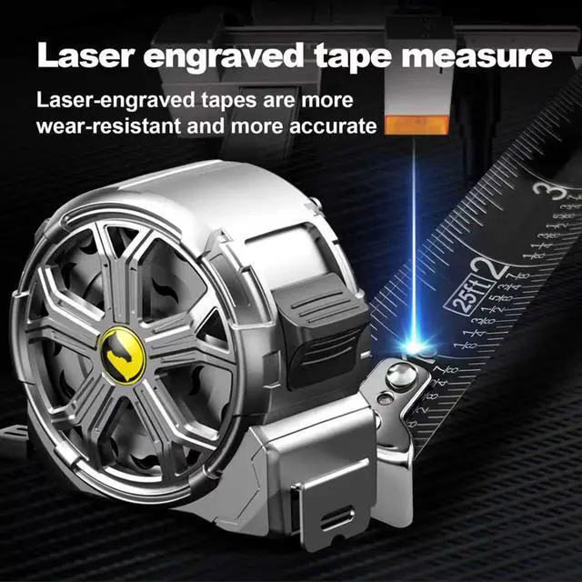 Alt view image 2 of 7 - Tape Measure 25ft, Stainless Steel Retractable Tape Measure, Waterproof & Rustproof Steel Measuring Tape with Hollow Design for Renovation, Construction, Carpentry (25')