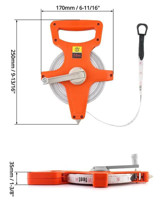 Alt view image 5 of 7 - Open Reel Tape Measure, Fibreglass Surveyors Tape, 50M /165 FT