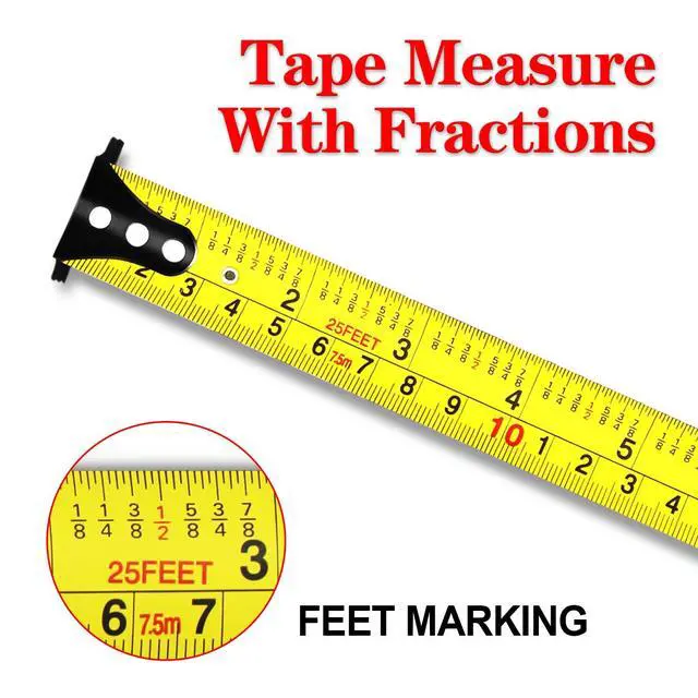 Alt view image 2 of 7 - Industrial Magnetic Tape Measure with Fractions 1/8 and Metric,Easy to Read,Measuring Tape with Belt Clip for Surveyors,Engineers,Household,Carpentry,Construction (1, 16 FT) (25 FT)