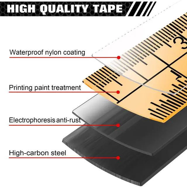 Alt view image 3 of 7 - Industrial Magnetic Tape Measure with Fractions 1/8 and Metric,Easy to Read,Measuring Tape with Belt Clip for Surveyors,Engineers,Household,Carpentry,Construction (1, 16 FT) (25 FT)