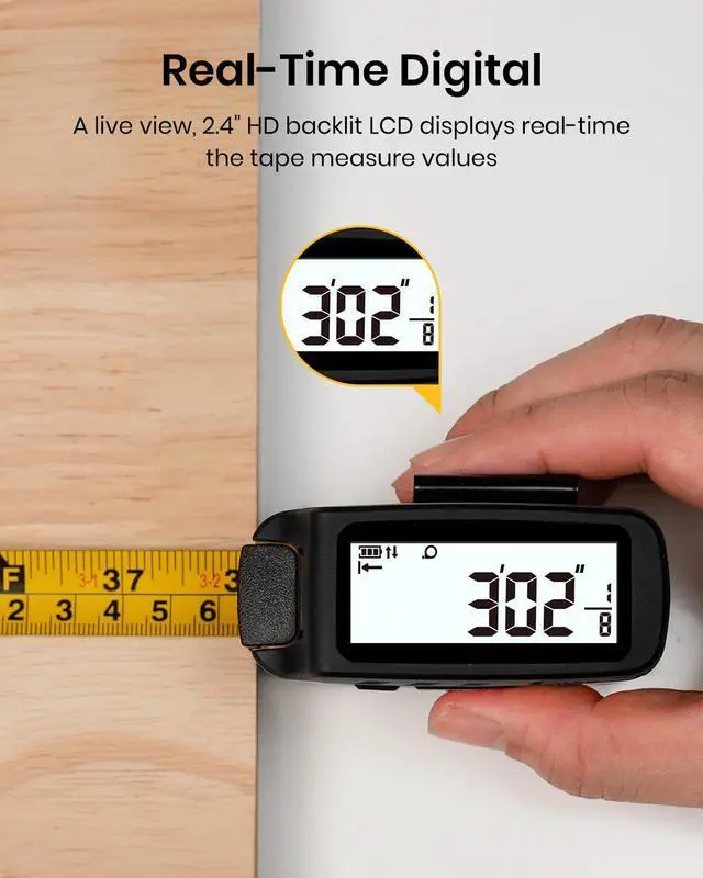 Alt view image 4 of 7 - 3-in-1 Digital Tape Measure with Laser, 165Ft Laser Tape Measure & 16Ft Digital Measuring Tape, 8 Metric and Imperial Units, Distance Area Volume 1/2 midpoint, Laser Measure Tool, Almighty Tools, APP