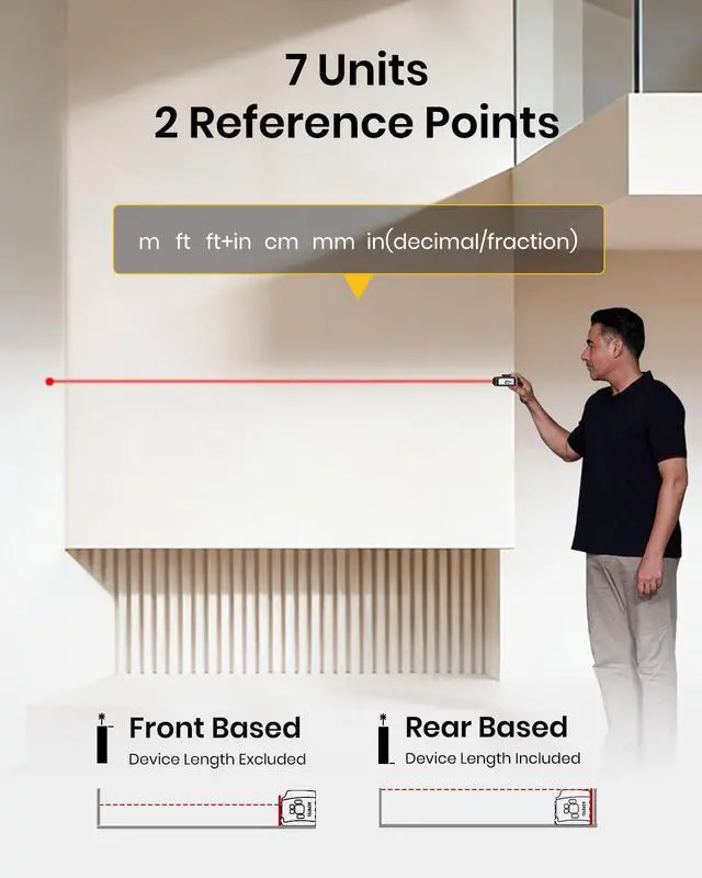 Alt view image 5 of 7 - 3-in-1 Digital Tape Measure with Laser, 165Ft Laser Tape Measure & 16Ft Digital Measuring Tape, 8 Metric and Imperial Units, Distance Area Volume 1/2 midpoint, Laser Measure Tool, Almighty Tools, APP