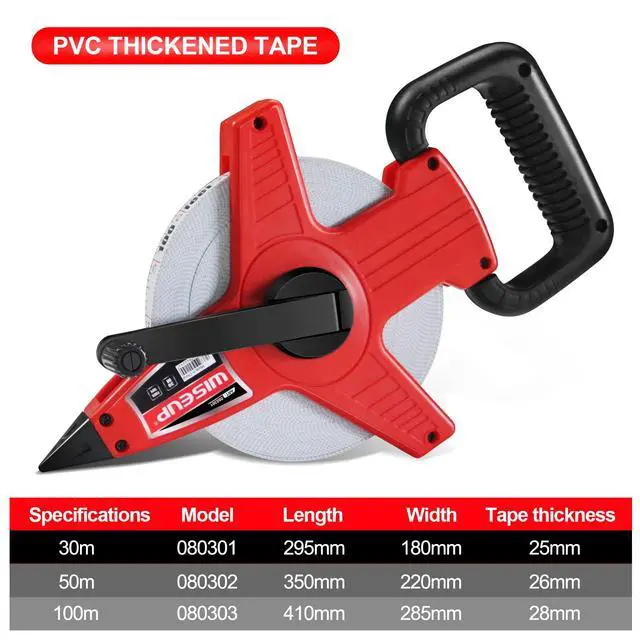 Alt view image 4 of 5 - 100 Ft Tape Measure Standard and Metric Industrial Long Measuring Tape Fiberglass Engineer's Open Reel Dual Sided Measuring Wheel (100 FT)