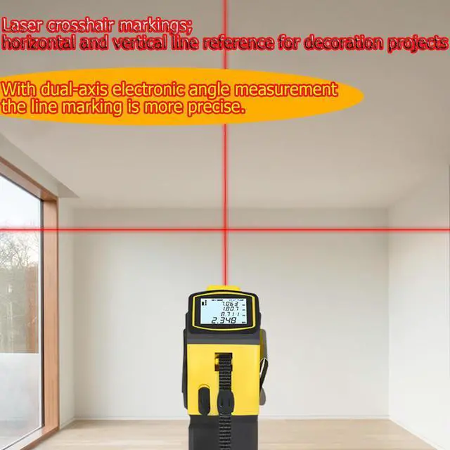 Alt view image 7 of 7 - tape measure 4-in-1 laser Digital Measuring Tape & 60m/197ft Laser Distance Meter & with 16ft/5m & Crosshair markings & Dual-axis electronic level,Display On Backlit LCD Screen