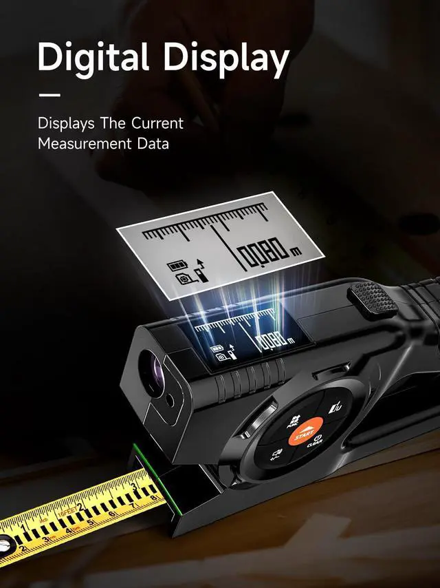 Alt view image 2 of 7 - 3-in-1 Digital Tape Measure, 196Ft Laser Measurement Tool & Auto Lock Tape with Instant Digital Readout and Green Laser Extension, Measuring List with Memory