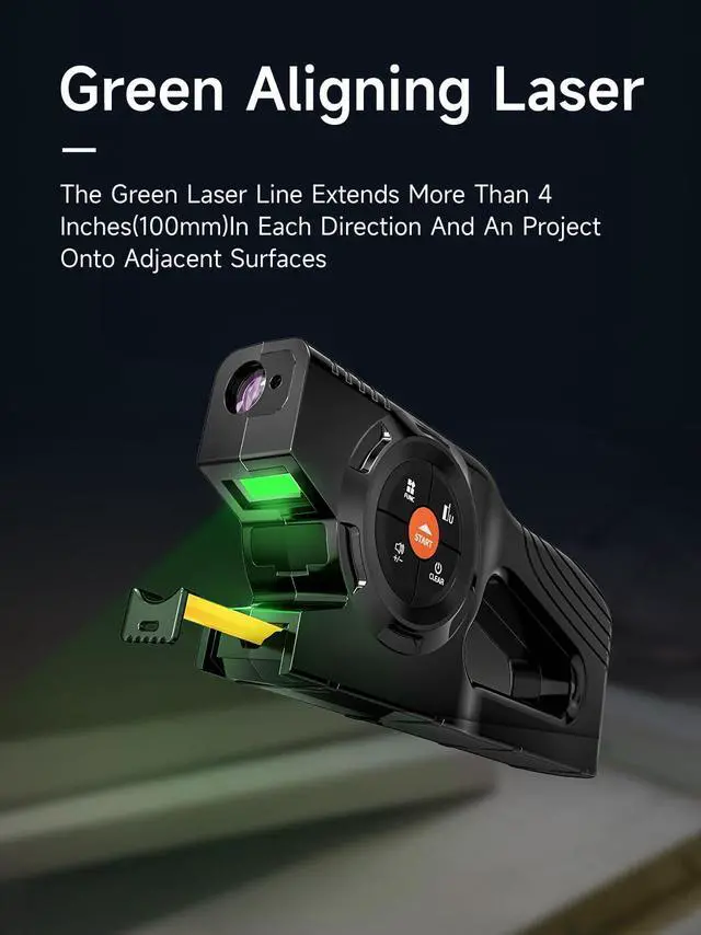 Alt view image 5 of 7 - 3-in-1 Digital Tape Measure, 196Ft Laser Measurement Tool & Auto Lock Tape with Instant Digital Readout and Green Laser Extension, Measuring List with Memory