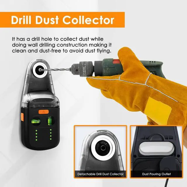 Alt view image 3 of 7 - Laser Leveler Tool 4-in-1 Wall Laser Level with Line Laser, Drill Dust Collector, Electronic Vacuum Suction Cup and Wall Bracket, Rechargeable Laser Level Tool for Picture Hanging, Home Renovations