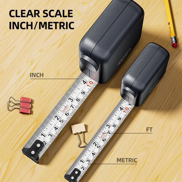 Alt view image 7 of 7 - Self-Locking Tape Measure 16FT/5M, Compact Square Design Small Measuring Tape with High Rigidity, No Back Clip, Wear & Shock Resistant for Home, DIY, Industrial Use (16Ft)