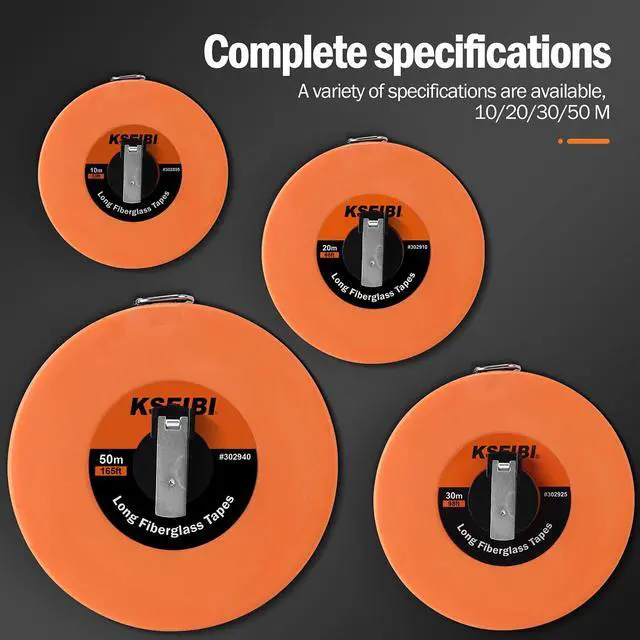 Alt view image 5 of 7 - 302910 Long Fiberglass Tape Measure Double Face Printing Inch/Metric for Construction Work (66ft / 20m)