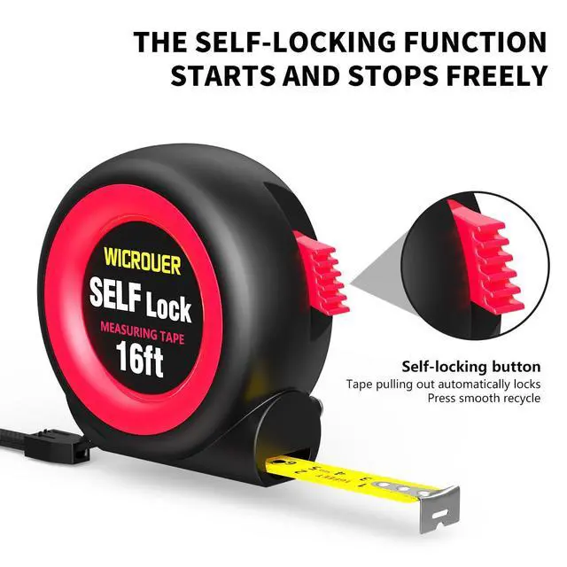 Alt view image 2 of 7 - Tape Measure16FT Self-Locking, Steel Made Retractable Measurement, Imperial/Metric Scale, MID Precision, Easy to Read, Carpenters, Handicrafts. (16FT)