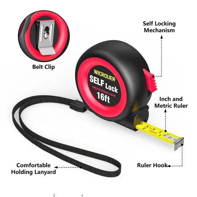 Alt view image 3 of 7 - Tape Measure16FT Self-Locking, Steel Made Retractable Measurement, Imperial/Metric Scale, MID Precision, Easy to Read, Carpenters, Handicrafts. (16FT)