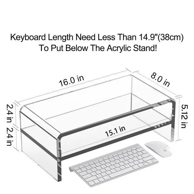 Alt view image 2 of 7 - Clear Acrylic Monitor Stand Riser 2 Tier, 5.12 Inches High Clear Computer Desk Organizer Shelf for Multi Media PC Storage Laptop