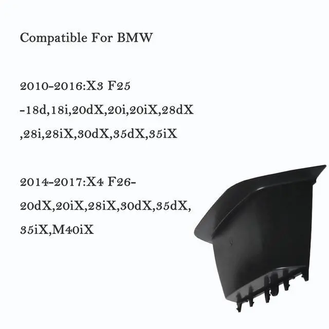 Alt view image 2 of 6 - Black Driver Side Door Armrest Handle Storage Compartment Compatible for BMW X3 F25 2010-2016 X4 F26 2014-2017 Cover Door Container Storage Box Door Armrest Cover