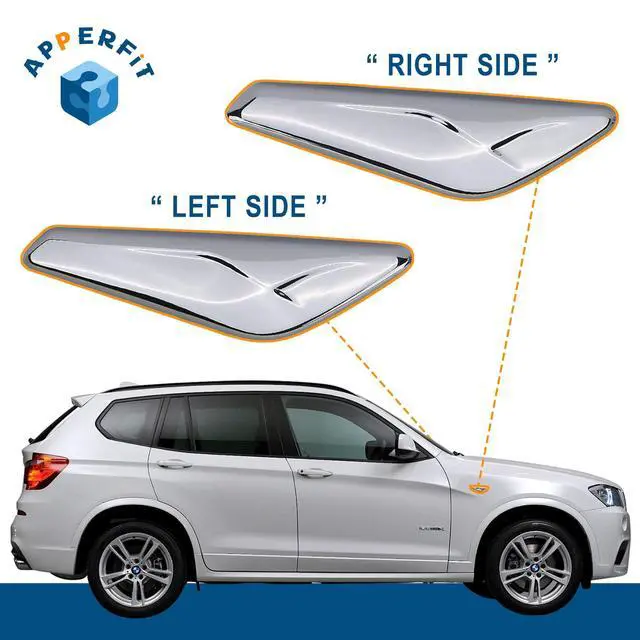 Alt view image 2 of 7 - Front Fender Chrome Trim Finisher for Left Driver & Right Passenger Side Fender Compatible with BMW X3 F25 X4 F26 2011 2012 2013 2014 2015 2016 2017 Replaces 51117338569 51117338570