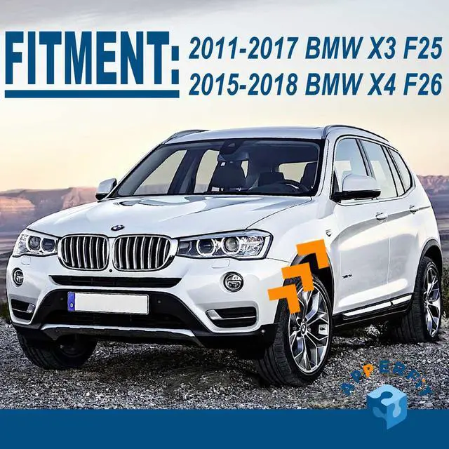 Alt view image 4 of 7 - Front Fender Chrome Trim Finisher for Left Driver & Right Passenger Side Fender Compatible with BMW X3 F25 X4 F26 2011 2012 2013 2014 2015 2016 2017 Replaces 51117338569 51117338570