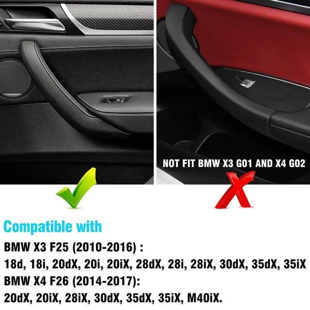 Alt view image 2 of 7 - Compatible with BMW X3 F25/X4 F26 Door Handle Cover,4PCS Driver Side Door Armrest Insert & Interior Passenger Pull Handle Covers for BMW X3 F25 2010-2016,X4 F26 2014-2017 (Carbon Fiber Pattern)