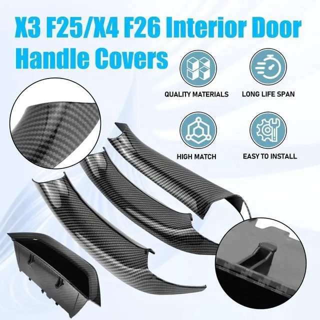 Alt view image 6 of 7 - Compatible with BMW X3 F25/X4 F26 Door Handle Cover,4PCS Driver Side Door Armrest Insert & Interior Passenger Pull Handle Covers for BMW X3 F25 2010-2016,X4 F26 2014-2017 (Carbon Fiber Pattern)