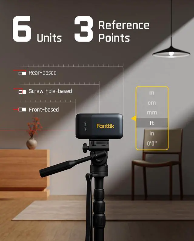 Alt view image 5 of 7 - A10 Pro 2-in-1 Digital Laser Tape Measure with HD IPS Color Display, 165Ft Rechargeable Laser Measurement Tool & 9.8Ft Measuring Tape, 6 Units Selectable, for Distance/Area/Volume