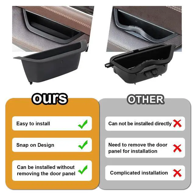 Alt view image 5 of 6 - Beige Left Door Armrest Handle Storage Compartment Compatible With BMW X3 F25 2010-2016 X4 F26 2014-2017 Driver Side Cover Container Storage Box Armrest Cover