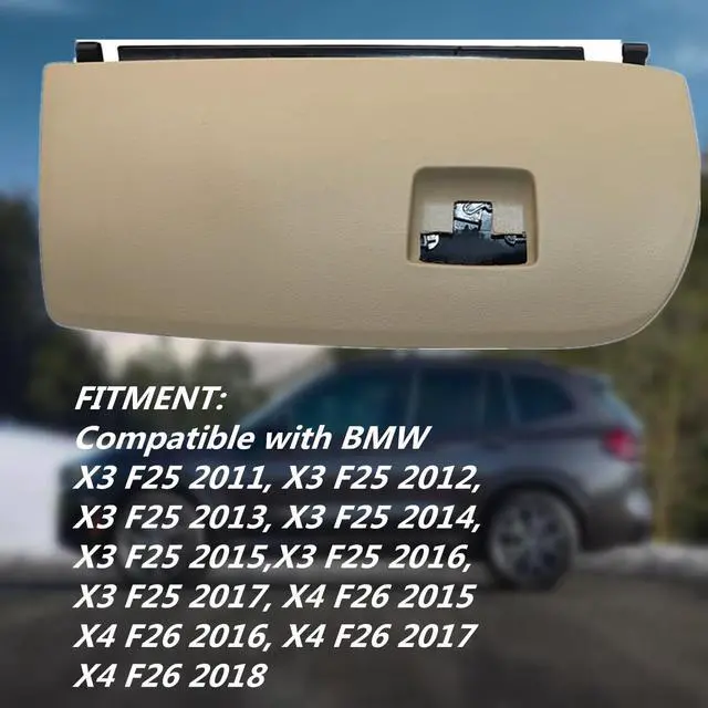 Alt view image 7 of 7 - 51166839001 Beige Dash Glove Box Door Lid Compatible with BMW 2011 2012 2013 2014 2015 2016 2017 2018 X3 X4 F25 F26 51166839000, 51169242086