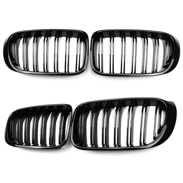 Alt view image 2 of 7 - F25 F26 Grille, Black Front Kidney Grille Grill Compatible with BMW 2014-2017 X3 F25 2015-2018 X4 F26, Gloss Black Double Slats