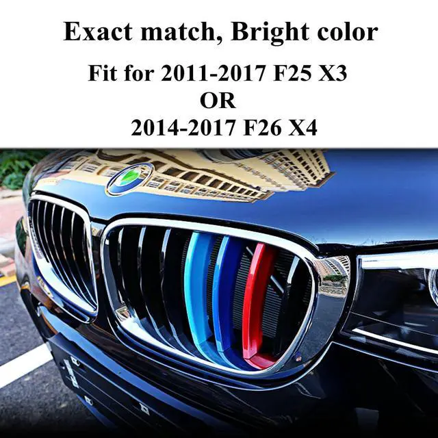 Alt view image 4 of 7 - Tricolored Grille Insert Trims Compatible with BMW 2011-2017 F25 X3