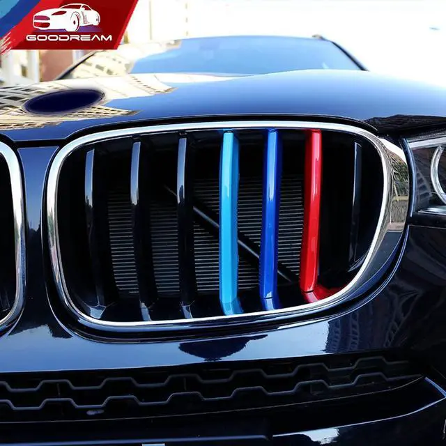 Alt view image 6 of 7 - Tricolored Grille Insert Trims Compatible with BMW 2011-2017 F25 X3
