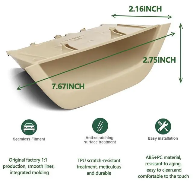 Alt view image 3 of 5 - Door Armrest Storage Box Compatible with BMW X3 F25 2010-2016,X4 F26 2014-2017,Driver Side Door Armrest Handle Storage Compartment Cover Container Storage BoxBeige