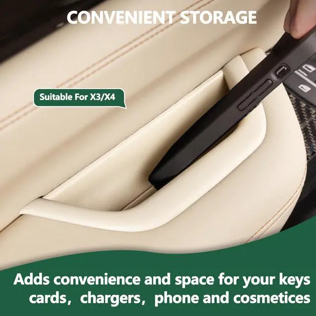 Alt view image 5 of 5 - Door Armrest Storage Box Compatible with BMW X3 F25 2010-2016,X4 F26 2014-2017,Driver Side Door Armrest Handle Storage Compartment Cover Container Storage BoxBeige
